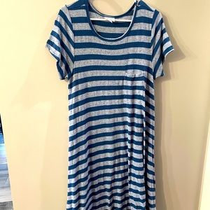 Lularoe carly dress blue striped